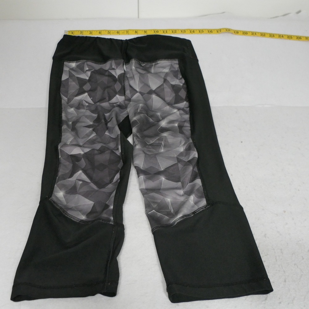 RBX Womens Leggings L Black Capri Grey Geometric Prism Athleisure Running Yoga